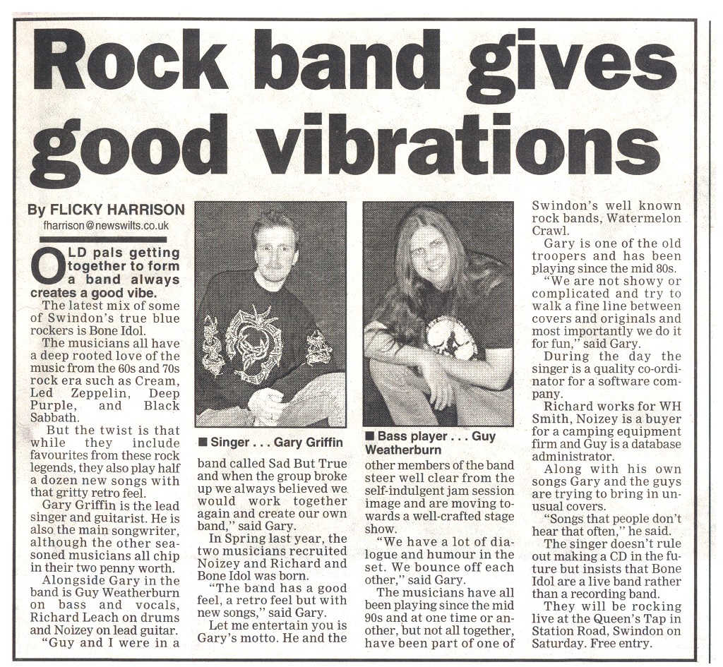 Article from Swindon Evening Advertiser 16/1/2003